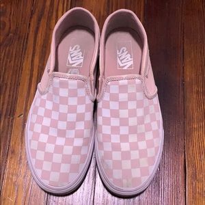Pink and white checkered Vans